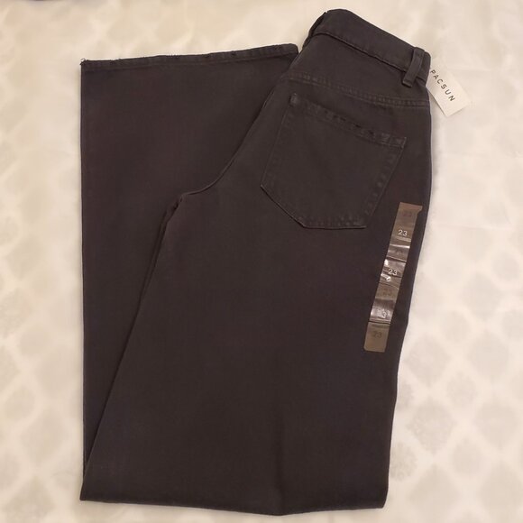 NWT PacSun Eco Black Baggy Distressed Button-Fly Wide Leg Denim Jeans - 23 - Picture 5 of 12